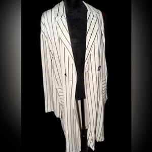 Top Shop Womens Long Jacket  slimming vertical stripes, lined size 8/10